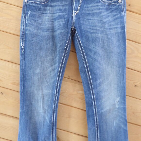 Rock Revival Blake Light Blue Denim Straight Boot Leg Jeans Size 29 Long Tall - Picture 4 of 14